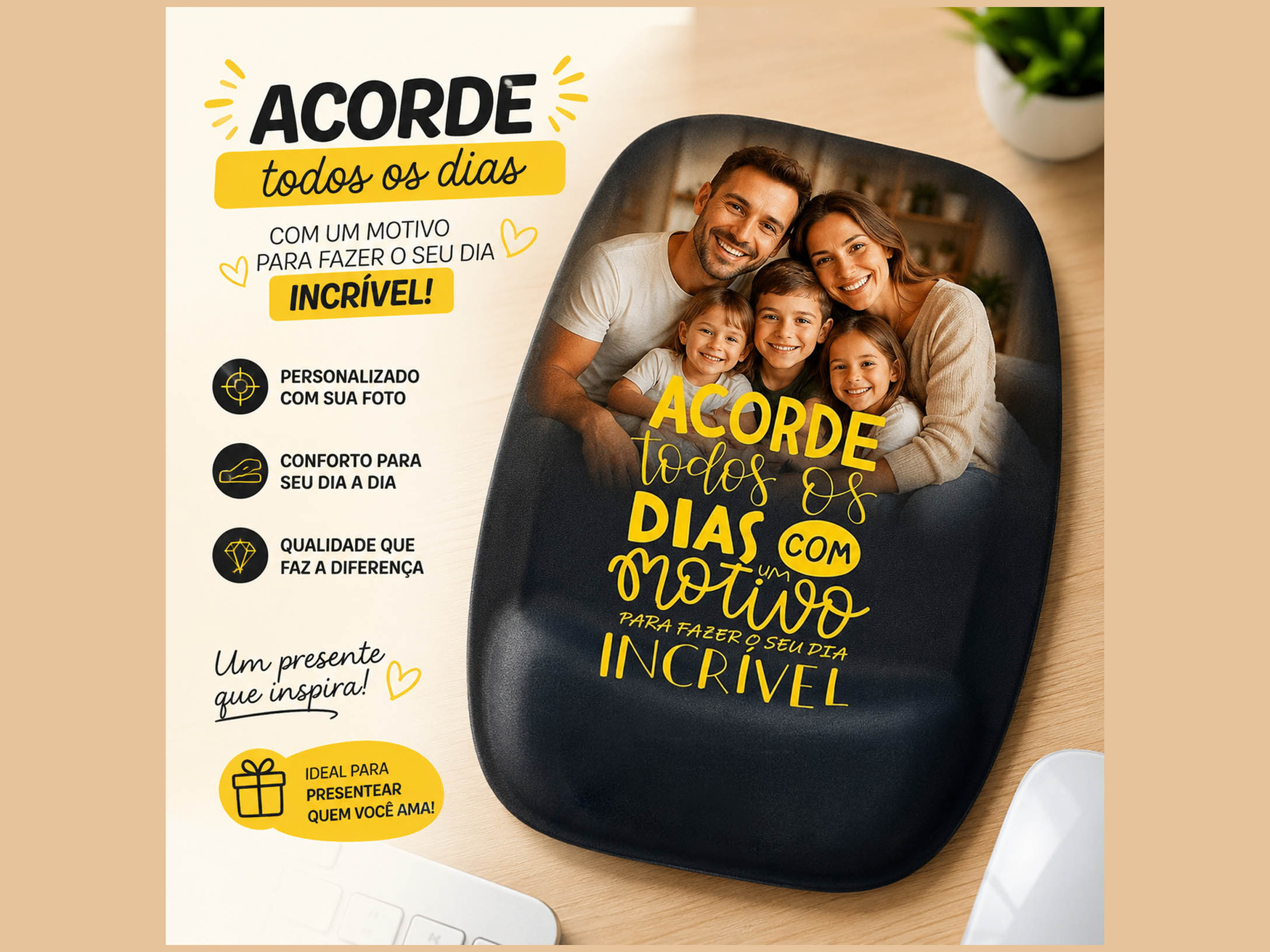 Mouse Pad personalizado com descanso de mão